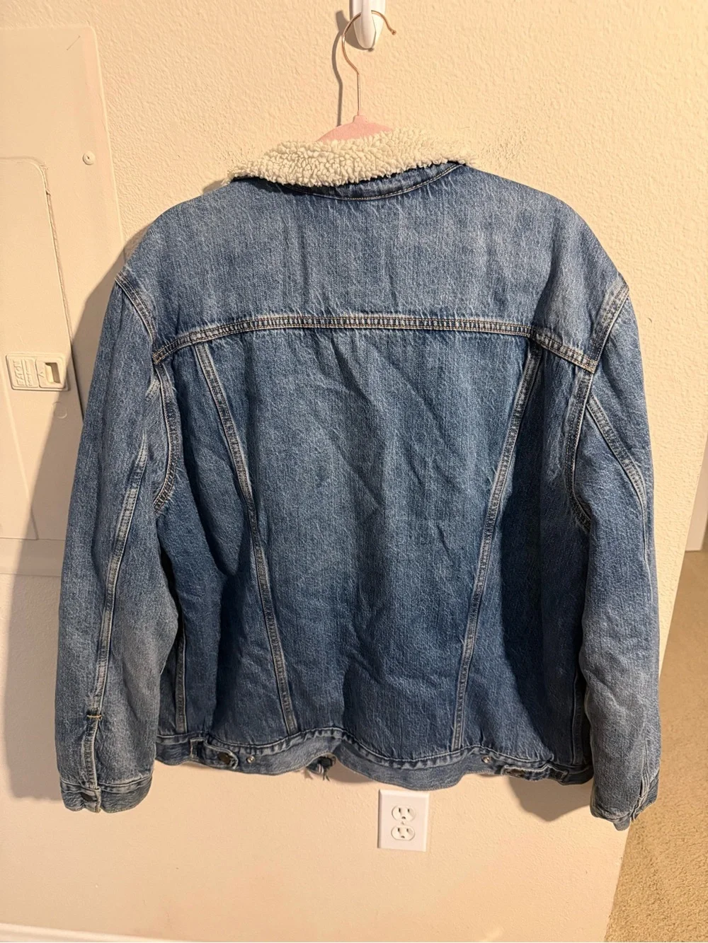 Levi’s Sherpa Trucker Denim Jacket Blue Fleece Lined Button Front Men’s XXL